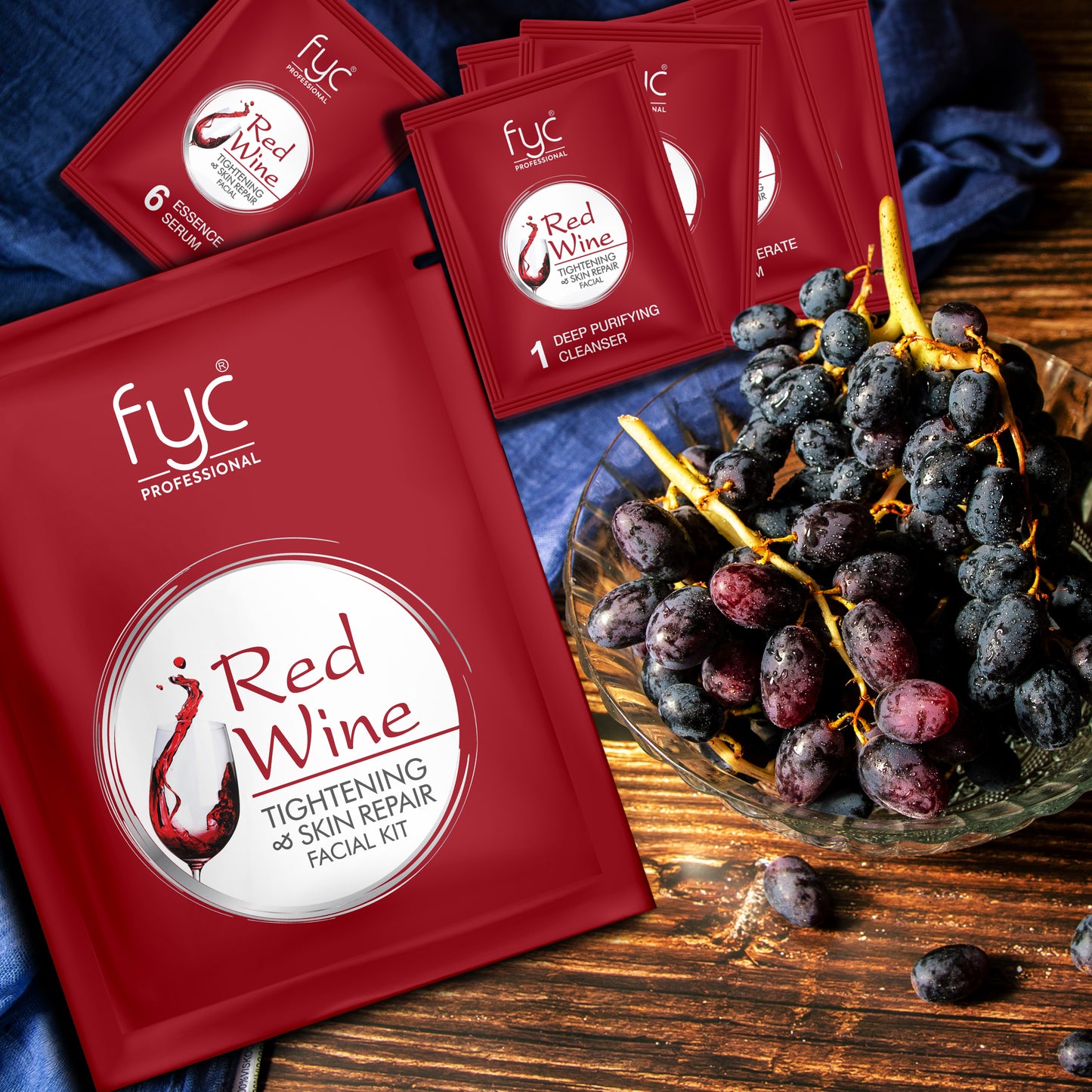 Red-Wine Facial Pouch - Tightening & Skin Repair Kit