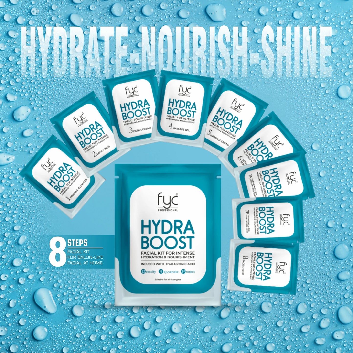 HydraBoost Complete Salon Care Kit – Facial Kit, Face Bleach, Manicure Pedicure & Body Polishing