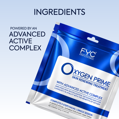 FYC PROFESSIONAL Oxygen Prime 9-Step Facial Kit with Niacinamide & Hyaluronic Acid – Pack of 5 (925 g)