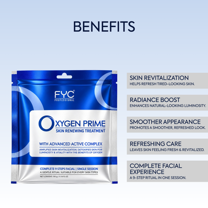 FYC PROFESSIONAL Oxygen Prime 9-Step Facial Kit with Niacinamide & Hyaluronic Acid – Pack of 2 (370 g)