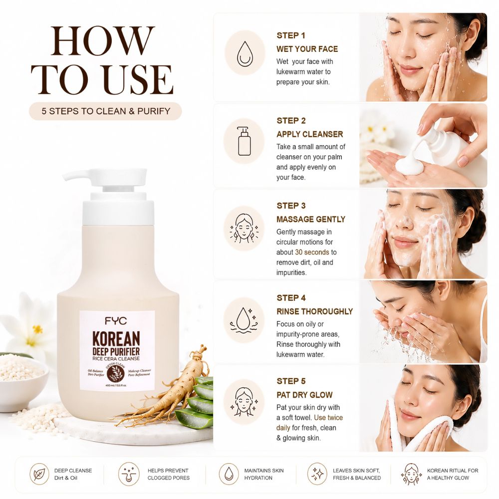 FYC Korean Deep Purifier Face Cleanser with Rice Water & Ginseng Oil