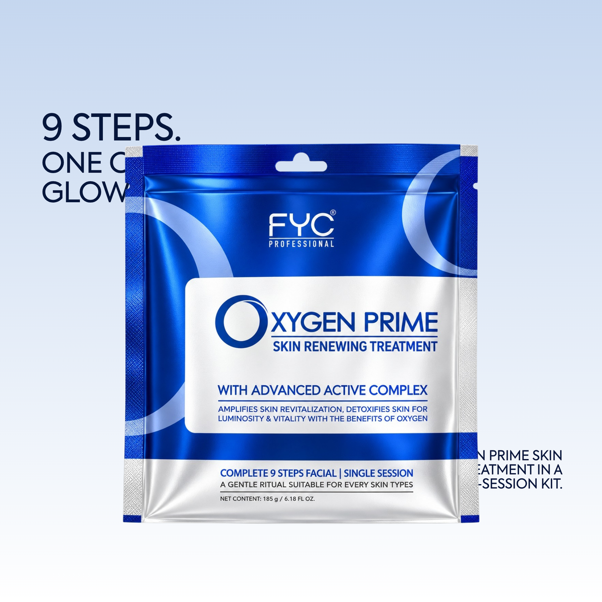 FYC PROFESSIONAL Oxygen Prime 9-Step Facial Kit with Niacinamide & Hyaluronic Acid – Pack of 5 (925 g)
