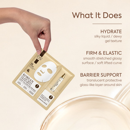 FYC Professional Korean Glass Skin Super Collagen Melting Sheet Mask with Tonic, Niacinamide, Fermented Rice Water & Ginseng, Hydrating Face Mask for Radiant-Looking Skin, 1 Mask + 10 ml Tonic