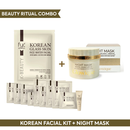 Korean Glass Skin Facial Kit + Night Mask | Glow While You Sleep Combo - FYC PROFESSIONAL