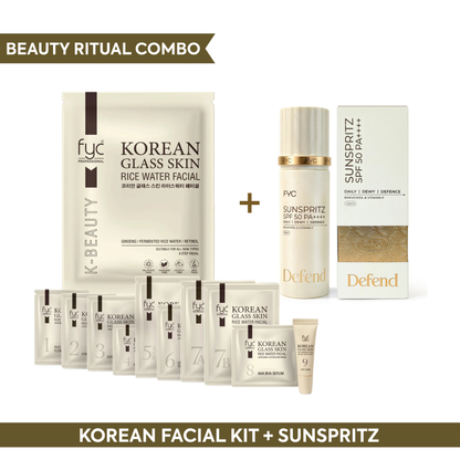 Korean Facial Kit + Sunspritz SPF 50 PA++++ | Dewy Defence Combo - FYC PROFESSIONAL