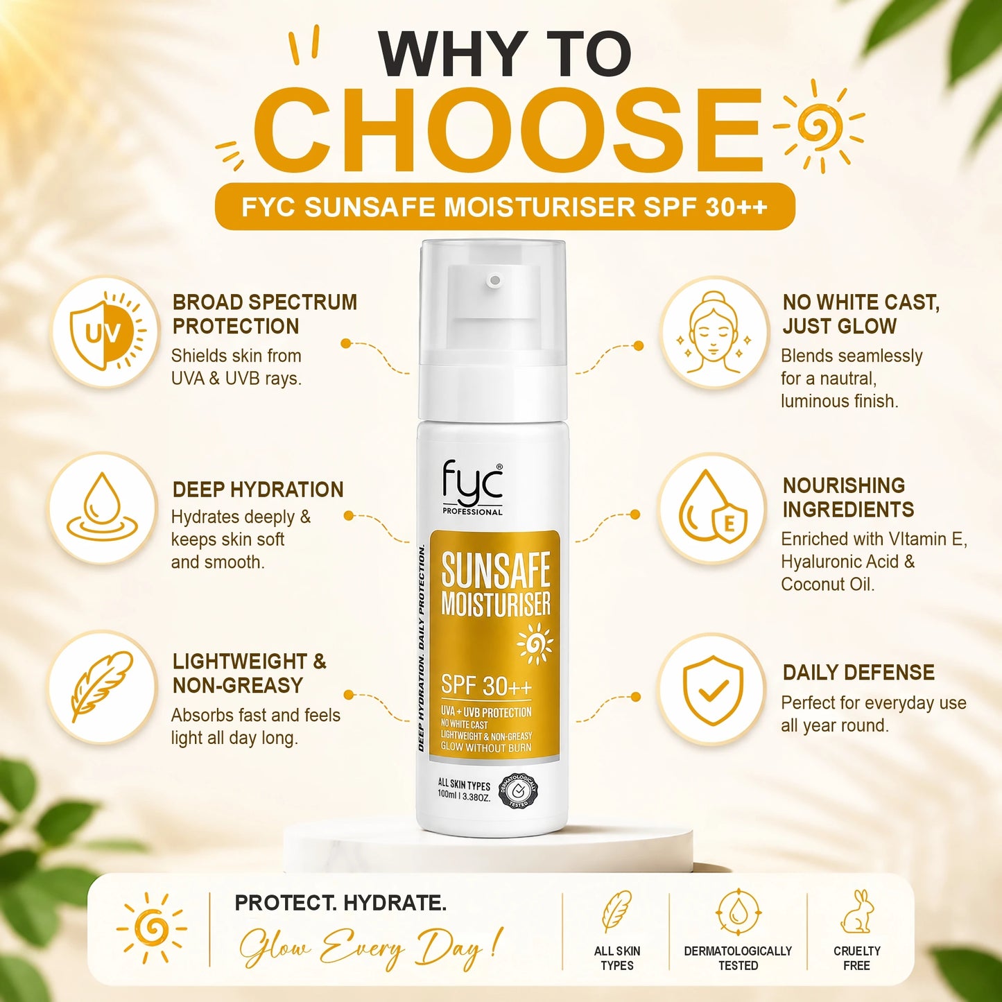FYC Professional SunSafe Moisturiser SPF Protection & Hydration Lotion – 100ml