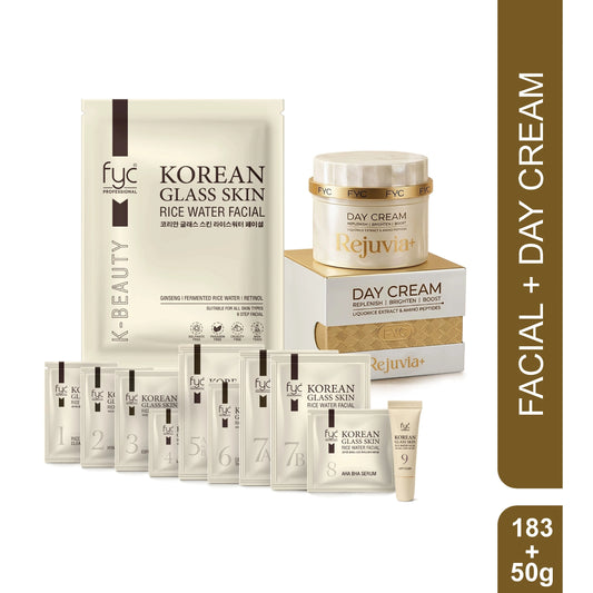 Korean Glass Skin Facial Kit + Day Cream | Glow & Hydration Combo