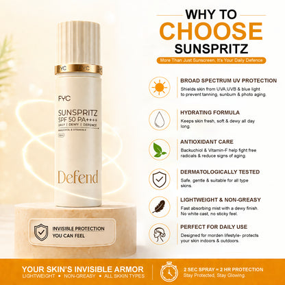 FYC Sunspritz SPF 50 PA++++ (120ml) | Lightweight Sunscreen Spray